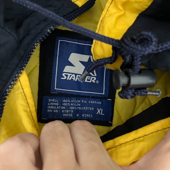 Vintage Notre Dame Starter Puffer Xl Hooded Blue Fightin Irish CFP National - Picture 3 of 7